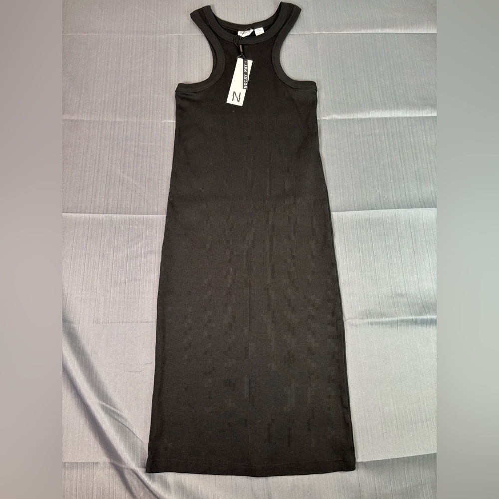 Noisy May Black Ribbed Halter Neck Midi Dress NWT XS